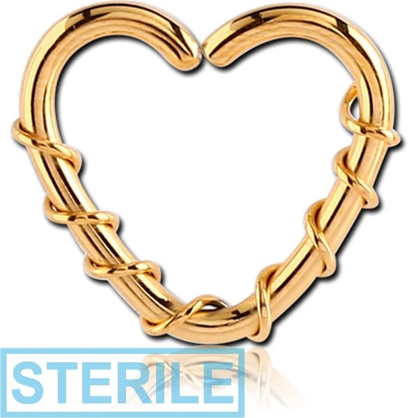 STERILE GOLD PVD COATED SURGICAL STEEL OPEN HEART SEAMLESS RING
