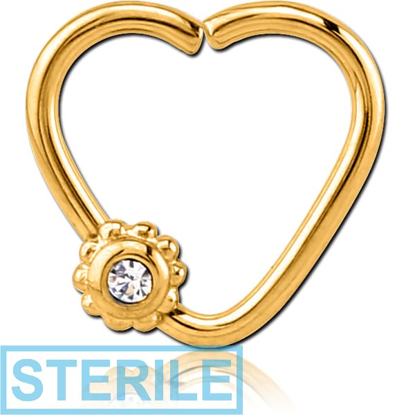 STERILE GOLD PVD COATED SURGICAL STEEL OPEN HEART SEAMLESS RING
