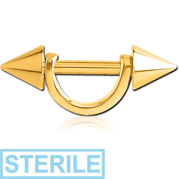 STERILE GOLD PVD COATED SURGICAL STEEL HELIX SHIELD WITH CONES