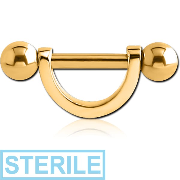 STERILE GOLD PVD COATED SURGICAL STEEL HELIX SHIELD WITH BALLS
