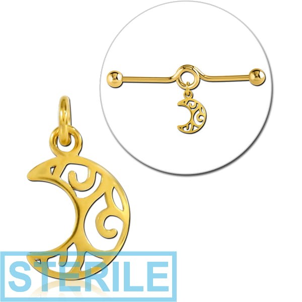 STERILE GOLD PVD COATED SURGICAL STEEL CHARM FOR INDUSTRIAL BARBELL