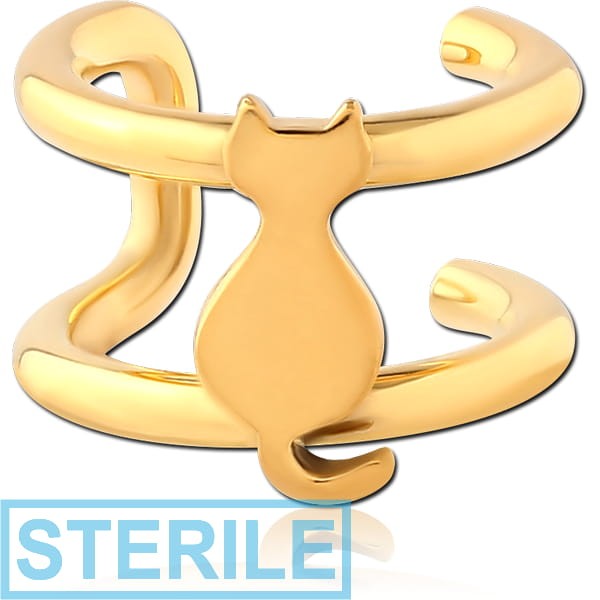 STERILE GOLD PVD COATED SURGICAL STEEL ILLUSION EAR CUFF