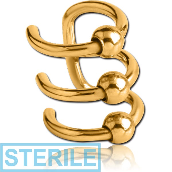 STERILE GOLD PVD COATED SURGICAL STEEL ILLUSION EAR CUFF