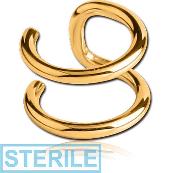 STERILE GOLD PVD COATED SURGICAL STEEL ILLUSION EAR CUFF