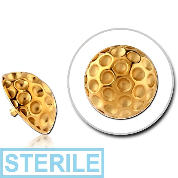 STERILE GOLD PVD COATED SURGICAL STEEL ATTACHMENT FOR 1.6MM INTERNALLY THREADED PINS - HAMMERED TEXTURE