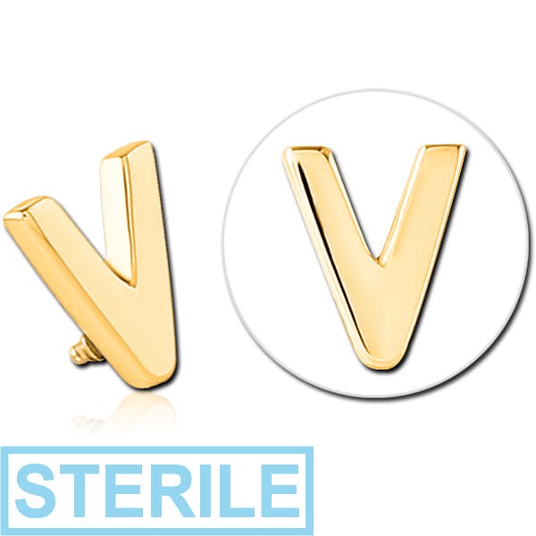 STERILE GOLD PVD COATED SURGICAL STEEL ATTACHMENT FOR 1.6MM INTERNALLY THREADED PINS - V