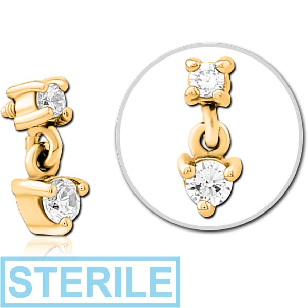 STERILE GOLD PVD COATED SURGICAL STEEL JEWELLED MICRO ATTACHMENT FOR 1.6MM INTERNALLY THREADED PINS