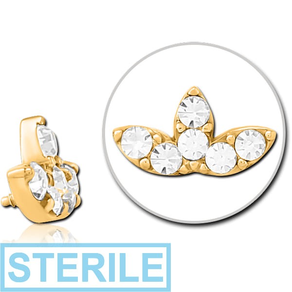 STERILE GOLD PVD COATED SURGICAL STEEL JEWELLED ATTACHMENT FOR 1.6MM INTERNALLY THREADED PINS