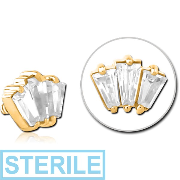 STERILE GOLD PVD COATED SURGICAL STEEL JEWELLED ATTACHMENT FOR 1.6MM INTERNALLY THREADED PINS