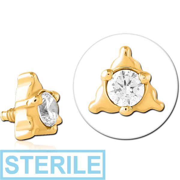 STERILE GOLD PVD COATED SURGICAL STEEL JEWELLED ATTACHMENT FOR 1.6MM INTERNALLY THREADED PINS