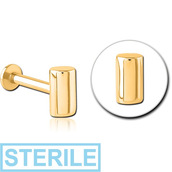 STERILE GOLD PVD COATED SURGICAL STEEL INTERNALLY THREADED MICRO LABRET - BAR