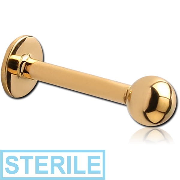 STERILE GOLD PVD COATED SURGICAL STEEL INTERNALLY THREADED MICRO LABRET