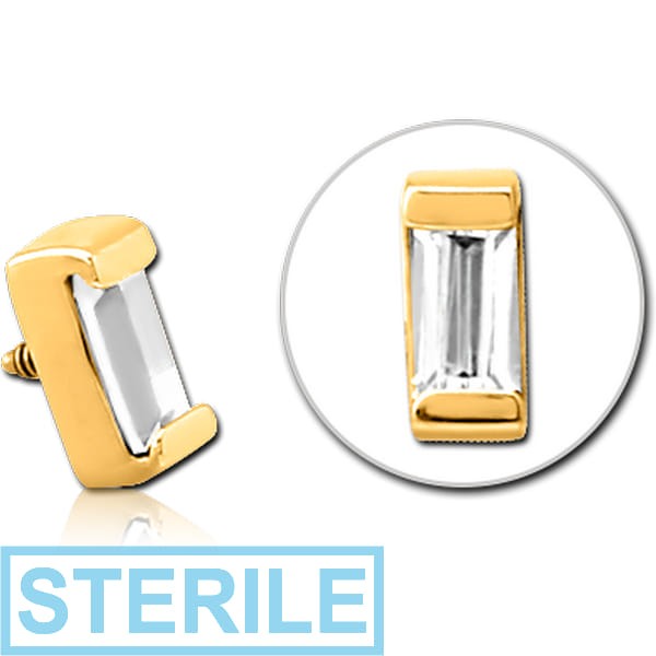 STERILE GOLD PVD COATED SURGICAL STEEL JEWELLED MICRO ATTACHMENT FOR 1.2MM INTERNALLY THREADED PINS - SQUARE