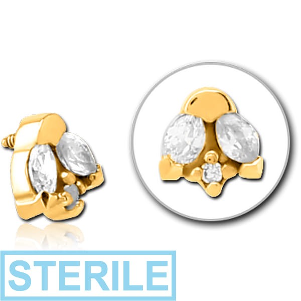 STERILE GOLD PVD COATED SURGICAL STEEL JEWELLED MICRO ATTACHMENT FOR 1.2MM INTERNALLY THREADED PINS