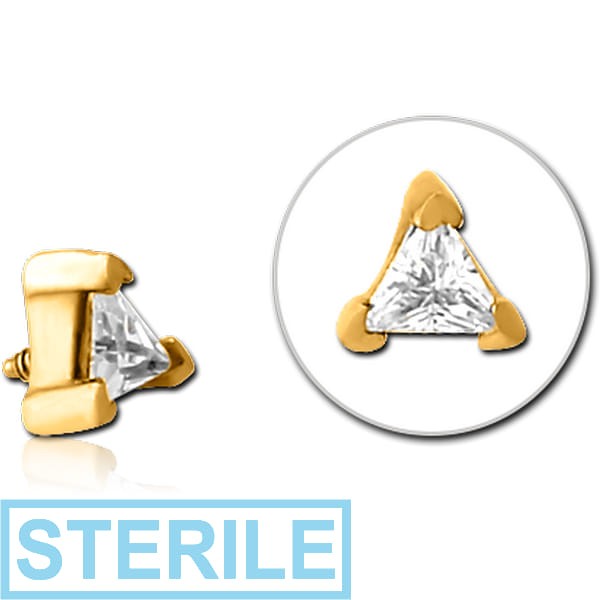 STERILE GOLD PVD COATED SURGICAL STEEL JEWELLED MICRO ATTACHMENT FOR 1.2MM INTERNALLY THREADED PINS - TRIANGLE