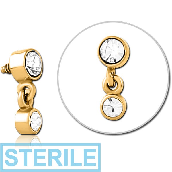 STERILE GOLD PVD COATED SURGICAL STEEL JEWELLED MICRO ATTACHMENT FOR 1.2MM INTERNALLY THREADED PINS