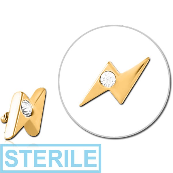 STERILE GOLD PVD COATED SURGICAL STEEL JEWELLED MICRO ATTACHMENT FOR 1.2MM INTERNALLY THREADED PINS - THUNDER