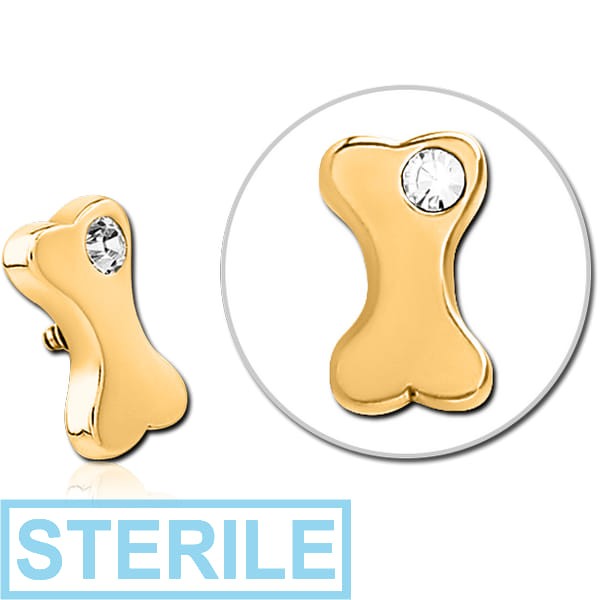 STERILE GOLD PVD COATED SURGICAL STEEL JEWELLED MICRO ATTACHMENT FOR 1.2MM INTERNALLY THREADED PINS - BONE