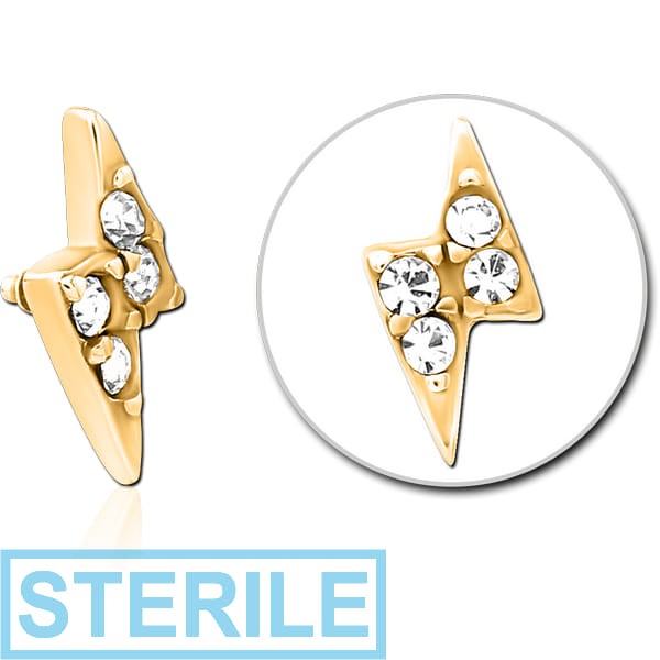 STERILE GOLD PVD COATED SURGICAL STEEL JEWELLED MICRO ATTACHMENT FOR 1.2MM INTERNALLY THREADED PINS - THUNDER