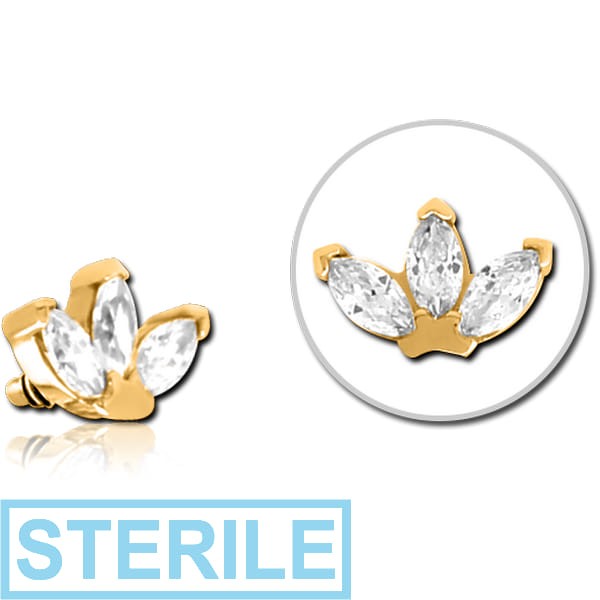 STERILE GOLD PVD COATED SURGICAL STEEL JEWELLED MICRO ATTACHMENT FOR 1.2MM INTERNALLY THREADED PINS