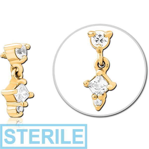 STERILE GOLD PVD COATED SURGICAL STEEL JEWELLED MICRO ATTACHMENT FOR 1.2MM INTERNALLY THREADED PINS