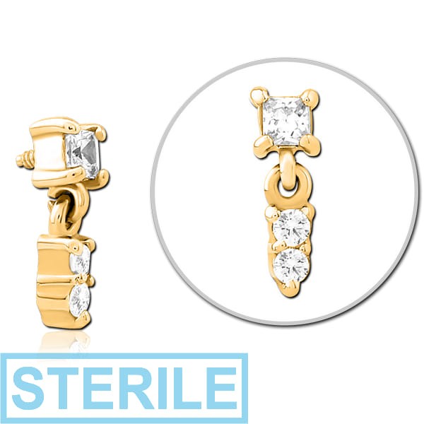 STERILE GOLD PVD COATED SURGICAL STEEL JEWELLED MICRO ATTACHMENT FOR 1.2MM INTERNALLY THREADED PINS