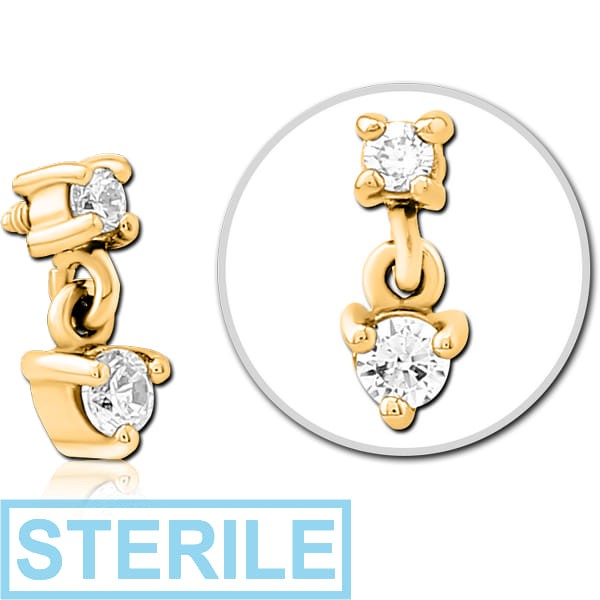 STERILE GOLD PVD COATED SURGICAL STEEL JEWELLED MICRO ATTACHMENT FOR 1.2MM INTERNALLY THREADED PINS