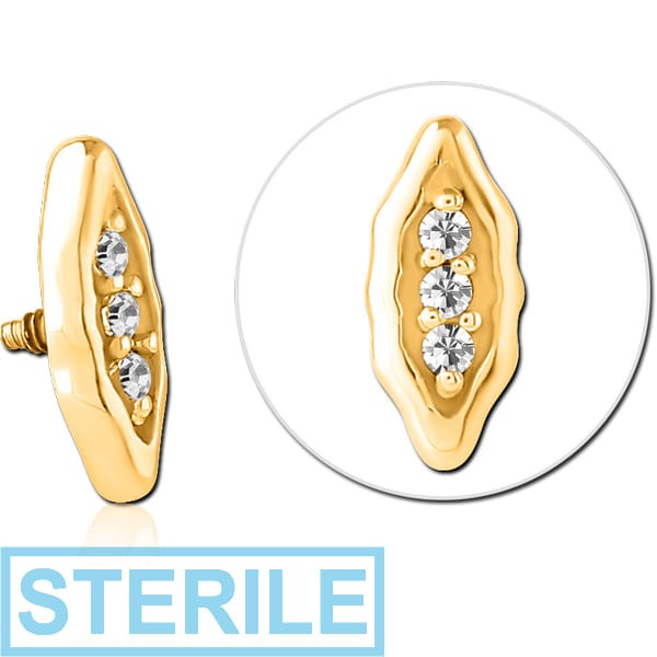 STERILE GOLD PVD SURGICAL STEEL JEWELLED MICRO ATTACHMENT FOR 1.2MM INTERNALLY THREADED PINS