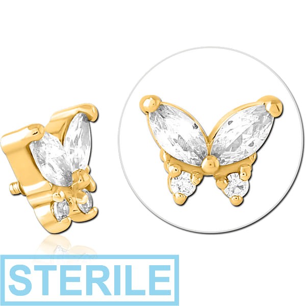 STERILE GOLD PVD SURGICAL STEEL JEWELLED MICRO ATTACHMENT FOR 1.2MM INTERNALLY THREADED PINS