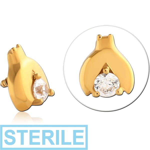 STERILE GOLD PVD COATED SURGICAL STEEL JEWELLED MICRO ATTACHMENT FOR 1.2MM INTERNALLY THREADED PINS