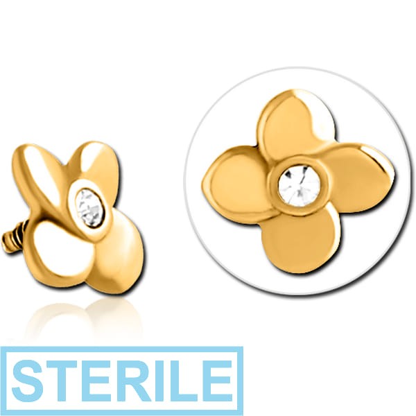 STERILE GOLD PVD COATED SURGICAL STEEL JEWELLED MICRO ATTACHMENT FOR 1.2MM INTERNALLY THREADED PINS