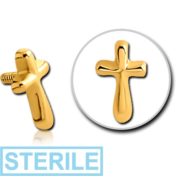 STERILE GOLD PVD COATED SURGICAL STEEL ATTACHMENT FOR 1.6MM INTERNALLY THREADED PINS - CROSS