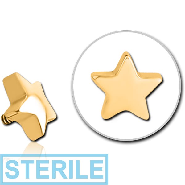 STERILE GOLD PVD COATED SURGICAL STEEL MICRO ATTACHMENT FOR 1.2MM INTERNALLY THREADED PINS - STAR