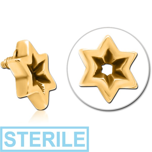STERILE GOLD PVD COATED SURGICAL STEEL MICRO ATTACHMENT FOR 1.2MM INTERNALLY THREADED PINS - STAR INDENT