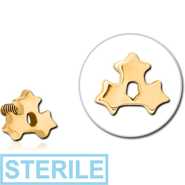 STERILE GOLD PVD COATED SURGICAL STEEL MICRO ATTACHMENT FOR 1.2MM INTERNALLY THREADED PINS -TRIPLE STAR
