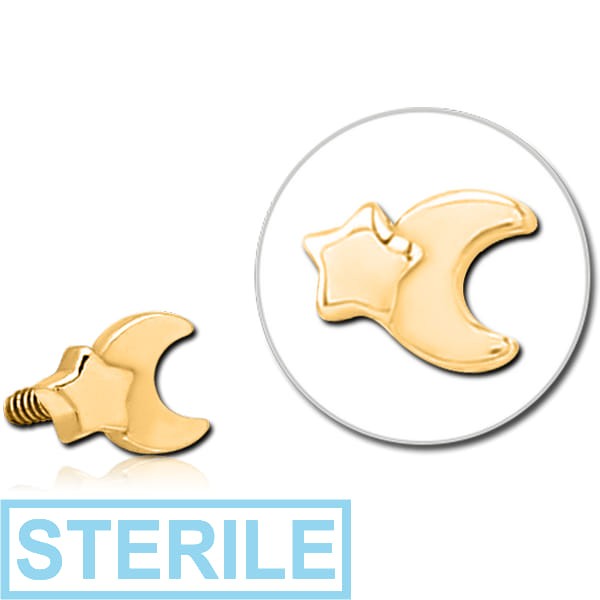 STERILE GOLD PVD COATED SURGICAL STEEL MICRO ATTACHMENT FOR 1.2MM INTERNALLY THREADED PINS - CRESCENT AND STAR