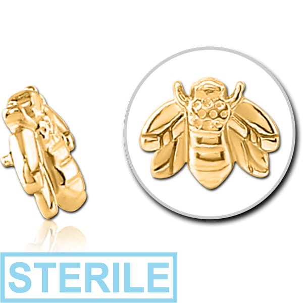 STERILE GOLD PVD COATED SURGICAL STEEL MICRO ATTACHMENT FOR 1.2MM INTERNALLY THREADED PINS - HONEY BEE