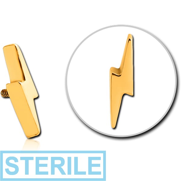 STERILE GOLD PVD COATED SURGICAL STEEL MICRO ATTACHMENT FOR 1.2MM INTERNALLY THREADED PINS - LIGHTNING
