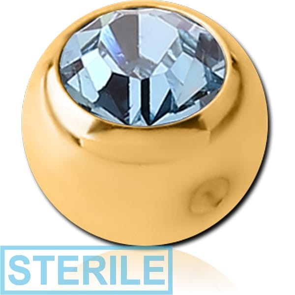 STERILE GOLD PVD COATED SURGICAL STEEL HIGH END CRYSTAL JEWELLED BALL FOR BALL CLOSURE RING