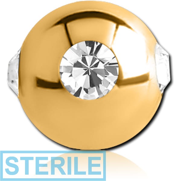STERILE GOLD PVD COATED SURGICAL STEEL JEWELLED SATELLITE BALL