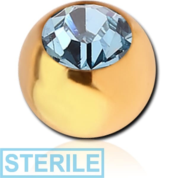 STERILE GOLD PVD COATED SURGICAL STEEL VALUE CRYSTAL JEWELLED MICRO BALL