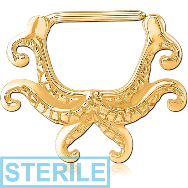 STERILE GOLD PVD COATED SURGICAL STEEL KOOL KATANA NIPPLE CLICKER - TENTACLES