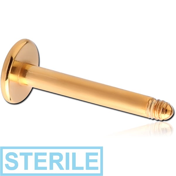 STERILE GOLD PVD COATED SURGICAL STEEL LABRET PIN