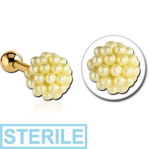 STERILE GOLD PVD COATED SURGICAL STEEL JEWELLED TRAGUS