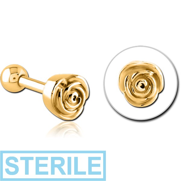 STERILE GOLD PVD COATED SURGICAL STEEL TRAGUS MICRO BARBELL - ROSE