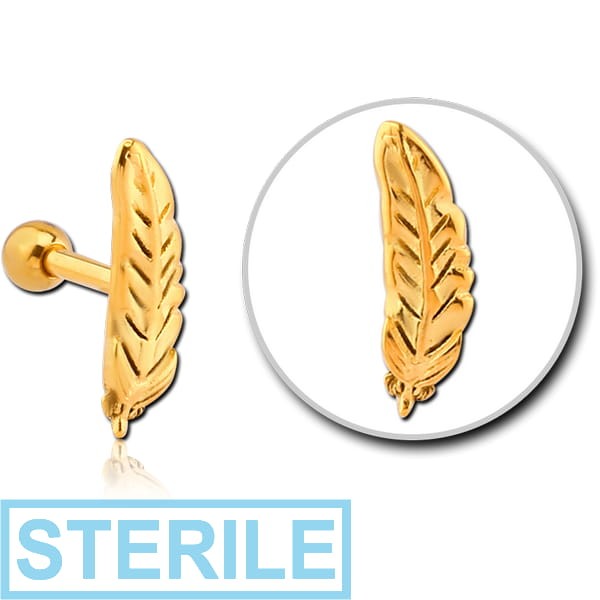 STERILE GOLD PVD COATED SURGICAL STEEL TRAGUS MICRO BARBELL