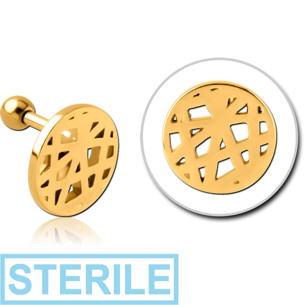 STERILE GOLD PVD COATED SURGICAL STEEL TRAGUS MICRO BARBELL - FILIGREE