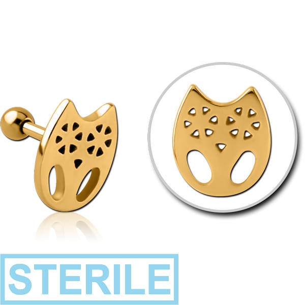 STERILE GOLD PVD COATED SURGICAL STEEL TRAGUS MICRO BARBELL