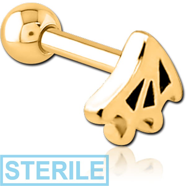 STERILE GOLD PVD COATED SURGICAL STEEL TRAGUS MICRO BARBELL - WEB