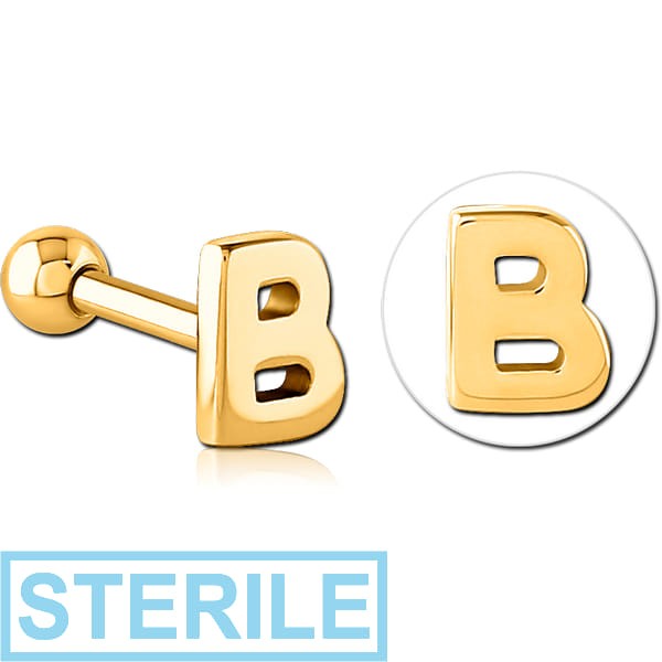 STERILE GOLD PVD COATED SURGICAL STEEL TRAGUS MICRO BARBELL - B